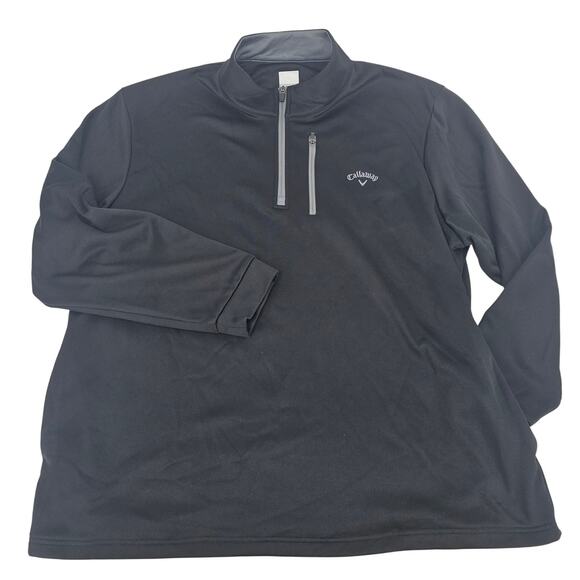 Callaway Black 1/4 Zip Tech Fleece Soft Shell Golf Sweater Jacket Men's XXL 3034 - Picture 1 of 9